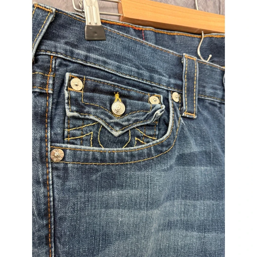 True Religion Billy Mens Straight Leg Jeans Blue Medium Wash Denim 34x30 USA